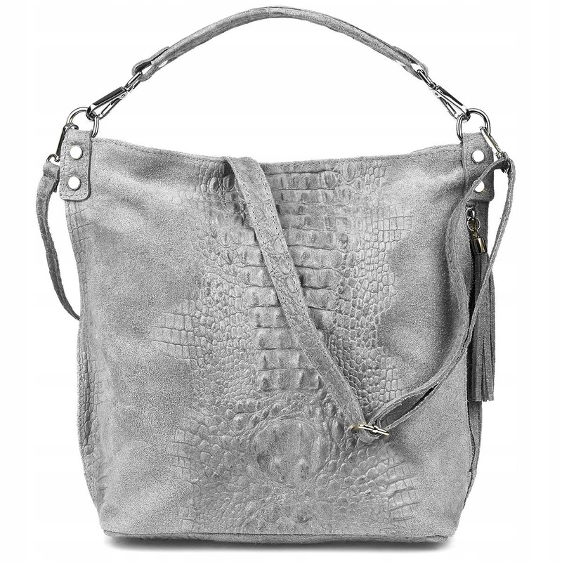 Light grey suede leather shopper bag W10