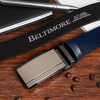 Beltimore men's leather belt navy blue automatic A56 : Colors - navy blue, Strap size - r.105-120 cm