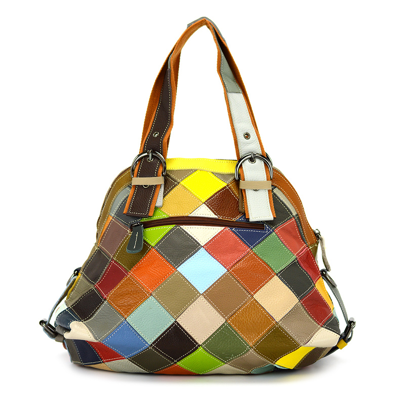 Stylish Leather Shoulder Bag Colorful Design