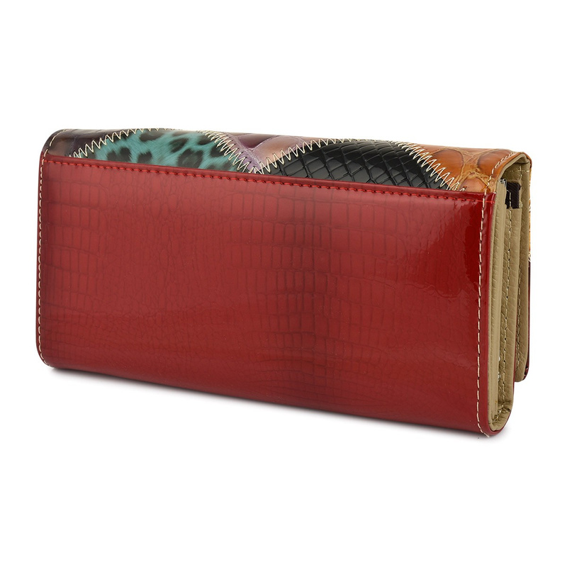 Julia Rososo patchwork boho leather wallet large box G89