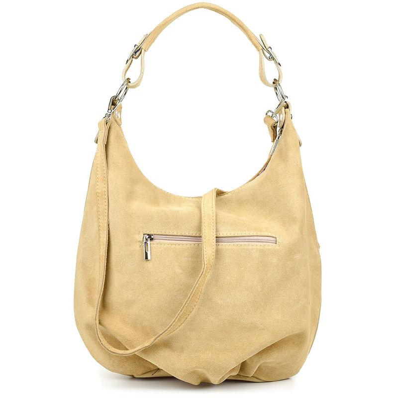 Vera Pelle suede leather handbag large A4 beige K51