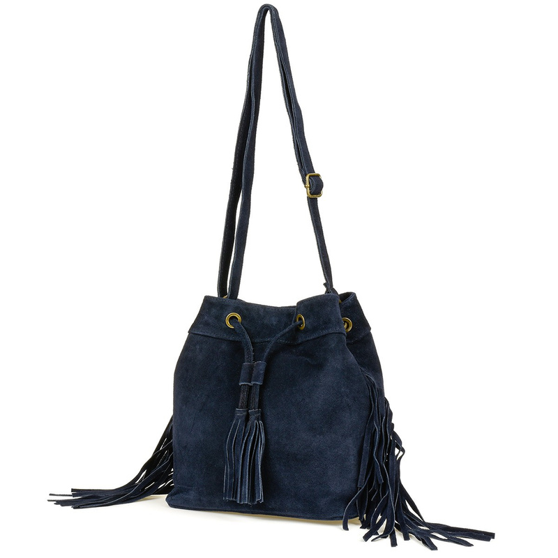 Marineblau Damen Lederhandtasche Wildleder Riemen Tasche W03