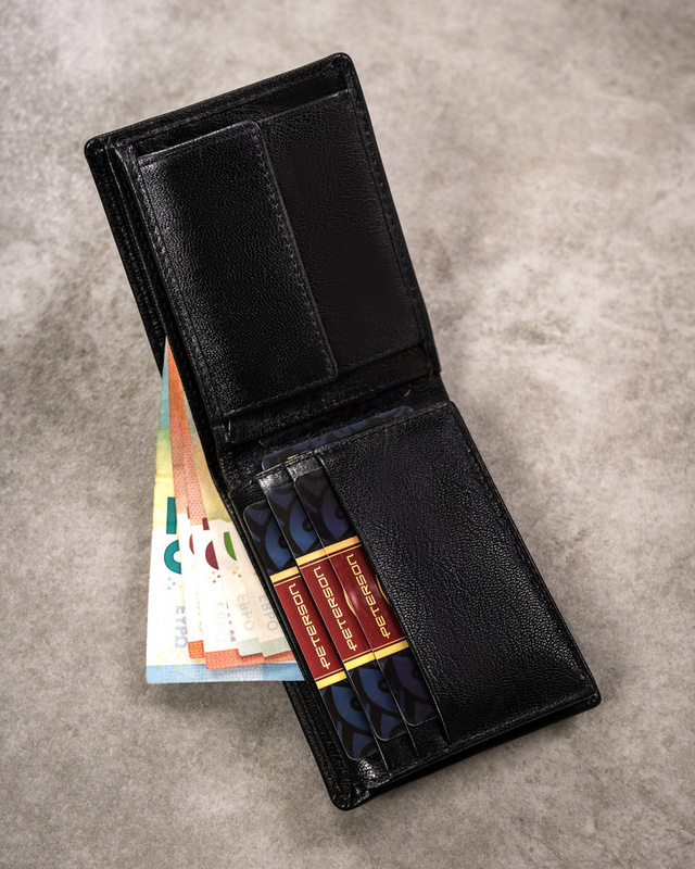 Leather wallet+key ring set PETERSON PTN SET-M-N003-GVT