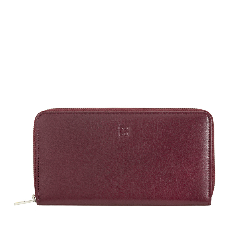 Zip around coloured soft leather woman's RFID wallet by DUDU, multi-compartment with credit card holder, new Dudubags collection