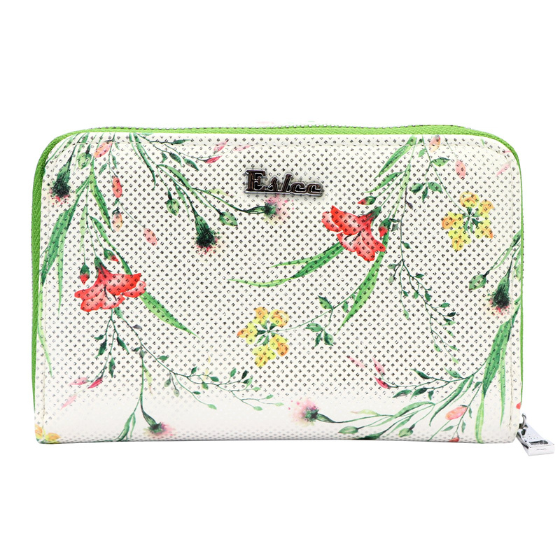 Women's roomy wallet with flowers in eco leather by Eslee