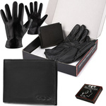 Beltimore T86 men's black leather wallet glove level set : Colors - black, Glove size - S/M