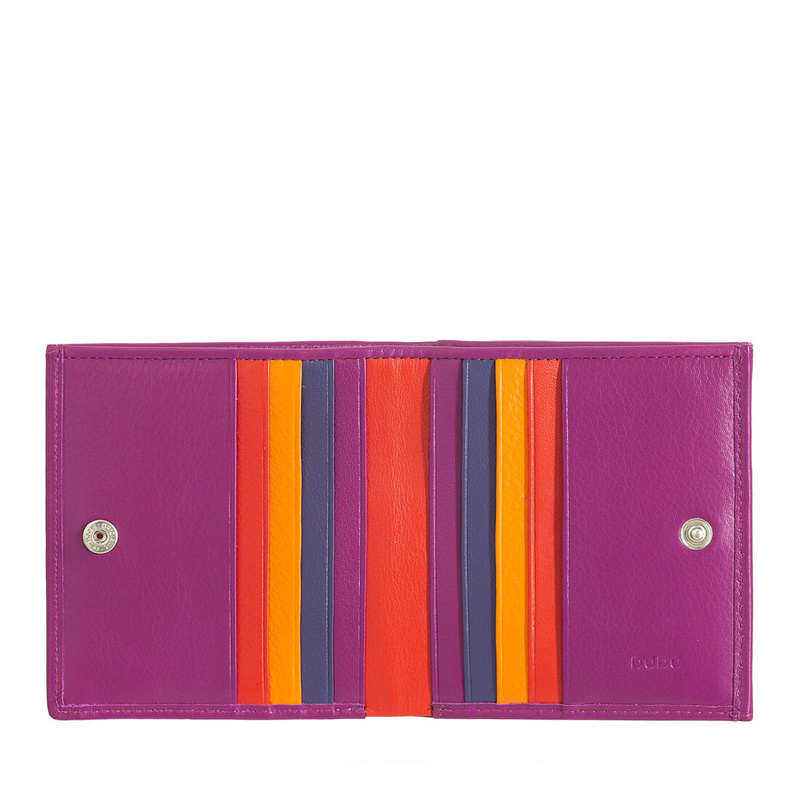 The DUDU Colorful collection is enriched by Flavio, small men's multicolour leather billfold RFID wallet with external coin purse and credit card holders