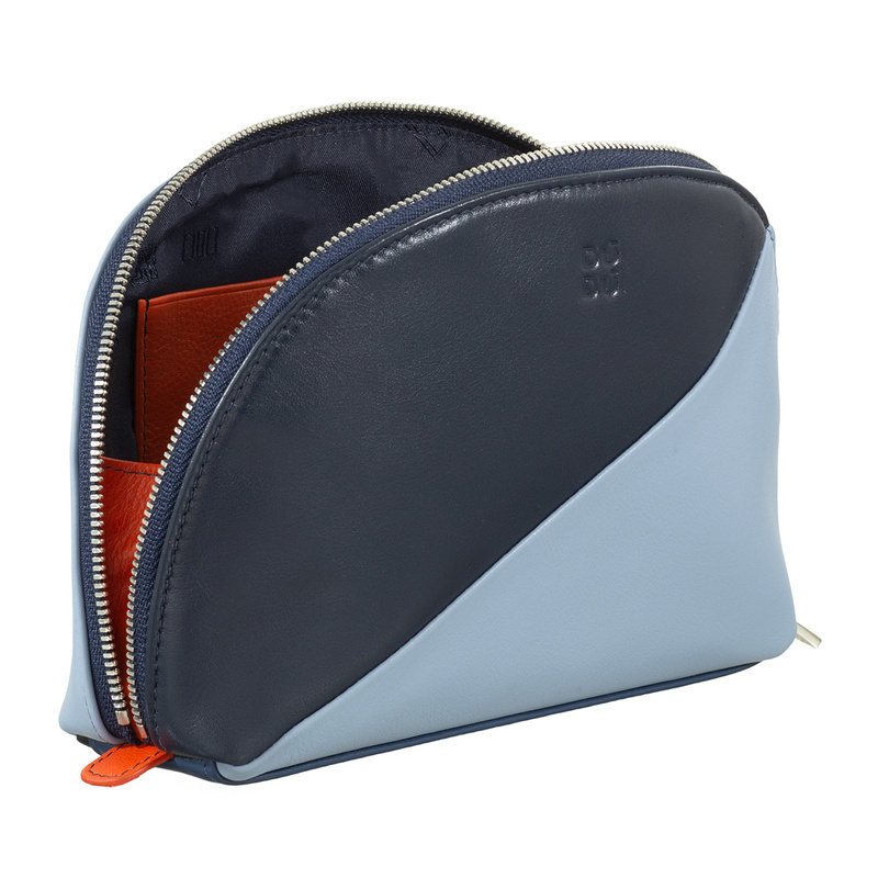 Makeup pouch Colorful Antille by DUDU made in soft leather with zipper. Large pochette for your make-up to always have with you or during a travel.