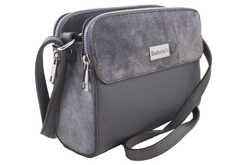 Torebki skórzane crossbody - Szara ciemna 