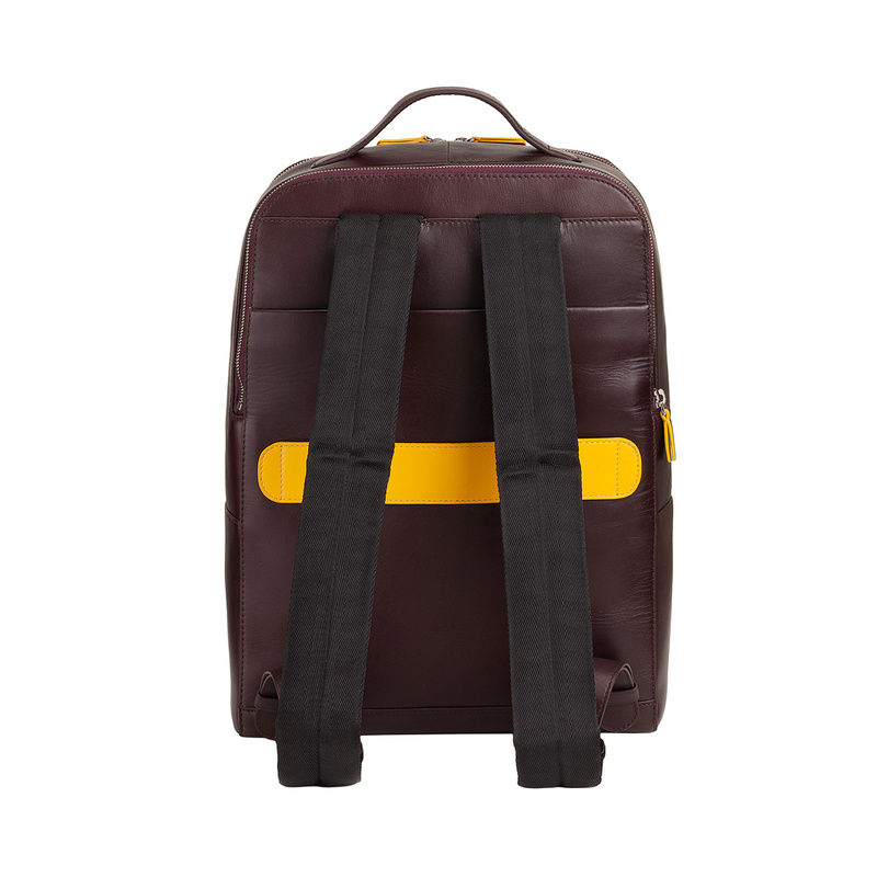 Men’s elegant business backpack Colorful Baltimora by DUDU made in genuine leather with trolley strap. Double anti-theft zipper and laptop holder until 13 inches.