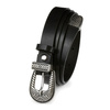 BELTIMORE D62 leather women's horseshoe cowboy belt : Colors - black, Strap size - r.105-120 cm