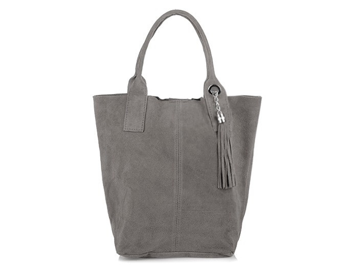 Italian Leather Suede Handbag A4 Shopper Grey T49