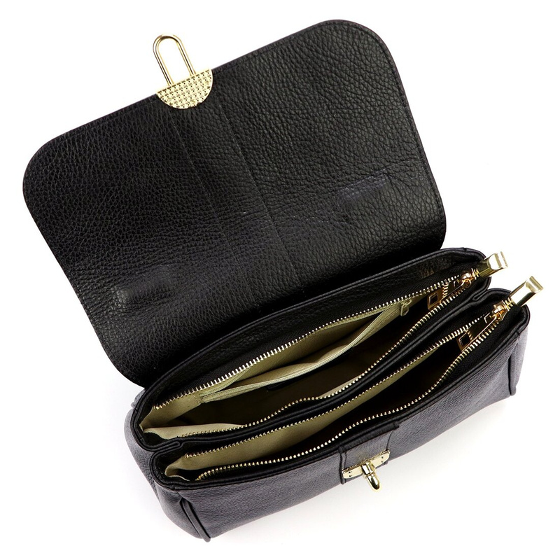 Leather stylish women's messenger bag with organizer