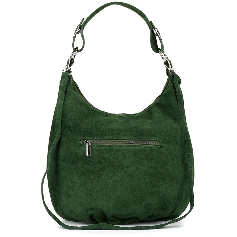 Vera Pelle suede leather handbag large A4 dark green K51