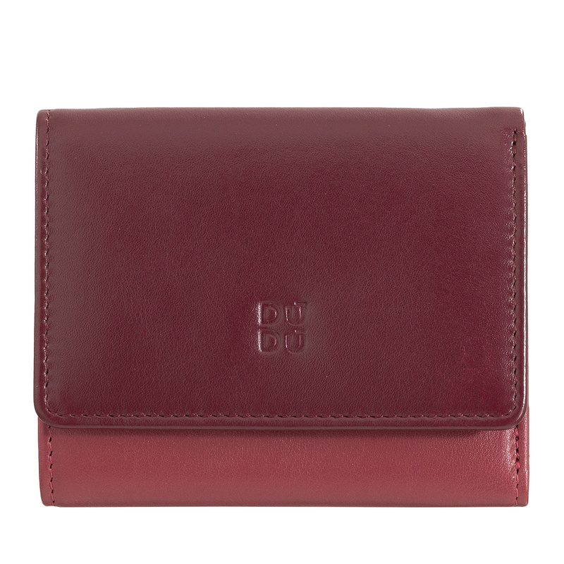 Women’s small RFID blocking wallet Colorful Corsica by DUDU made in soft leather. External coin pocket with clic clac and credit card slots, compact design.