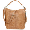 Taupe suede leather handbag women's shopper W10