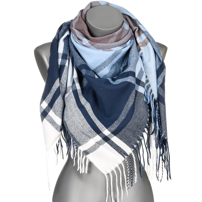 Navy Blue Large Women's Cotton Scarf Warm Fashionable AX-114