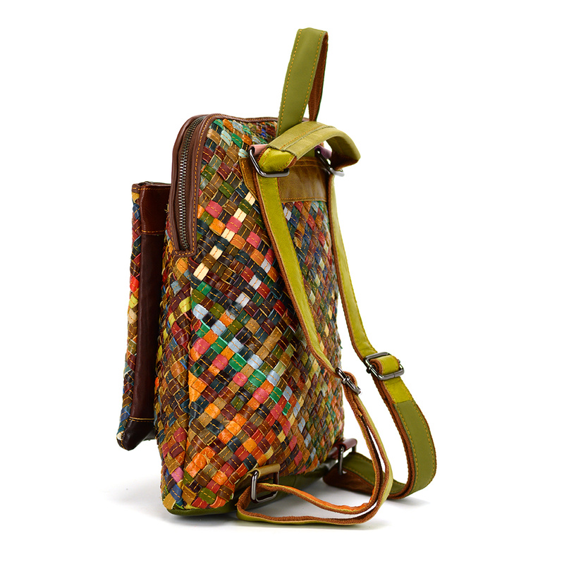 Damen-Designer-Rucksack mit buntem Mosaikmuster