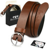 Women's belt for pants A96 leather tunic: colors - brown, beige, stripes - r. 15-115 cm