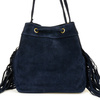 Navy blue Women's leather handbag suede straps bag W03