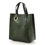 Women's large crocodile leather shoulder shopper bag