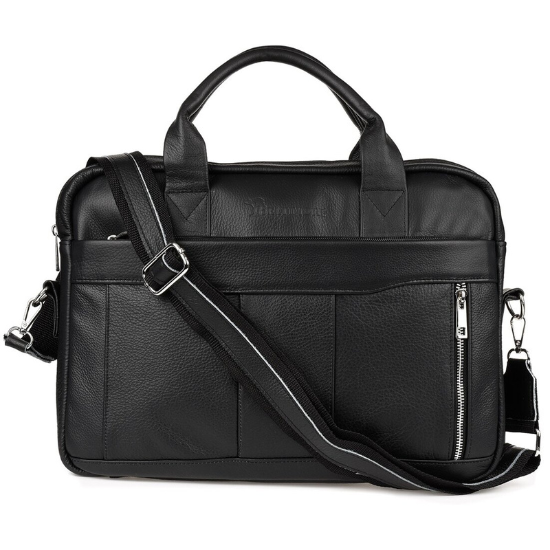 Leder Laptoptasche groß Herren geräumig Premium Beltimore schwarz J13