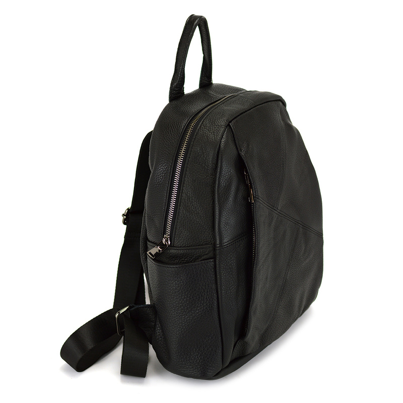 Women's capacious leather functional backpack