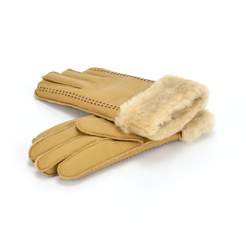 Five-finger leather insulated gloves