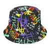 Double-sided bucket hat cap black colorful lettering kap-m-36