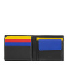 Small man's billfold RFID wallet by DUDU made in multicolour soft genuine calfskin leather with coin purse. Seams in contrast color. Colorful collection