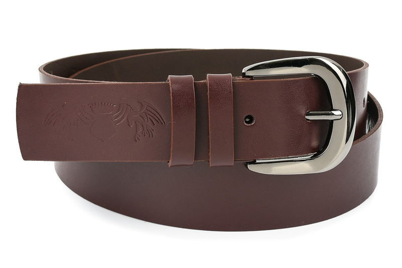 Beltimore women's leather trouser belt 4 cm burgundy A72 : Colors - purple, Strap size - r.80-95 cm