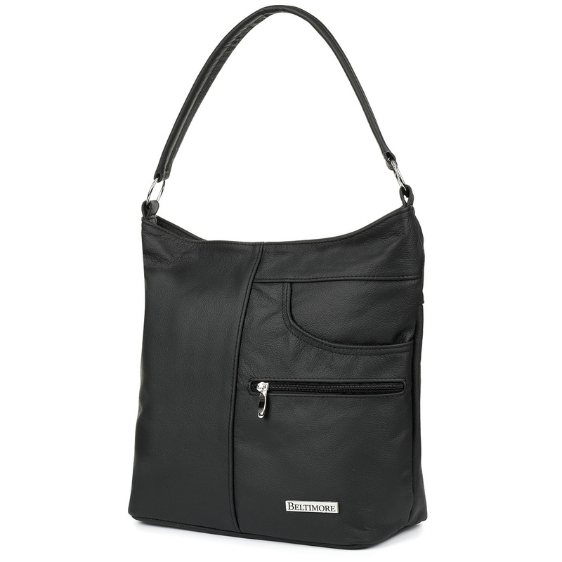 Schwarz -braune Lederhandtasche von Damen High Classic H08