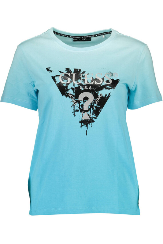 GUESS JEANS WOMEN&#39;S SHORT SLEEVE T-SHIRT LIGHT BLUE