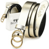 Beltimore women's leather belt gold 3 cm U98 : Colors - yellow, gold, Strap size - r.95-110 cm