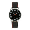 Men's watch quartz black classic leather strap with red trim C410