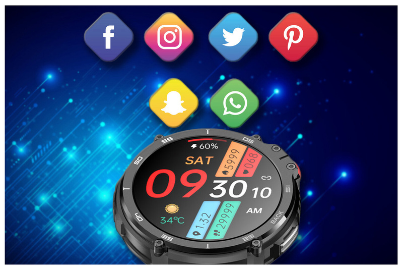 SMARTWATCH MĘSKI Rubicon RNCF07 - WYKONYWANIE POŁĄCZEŃ - BLUETOOTH CALL - ODTWARZACZ MP3 4GB (sr052b)