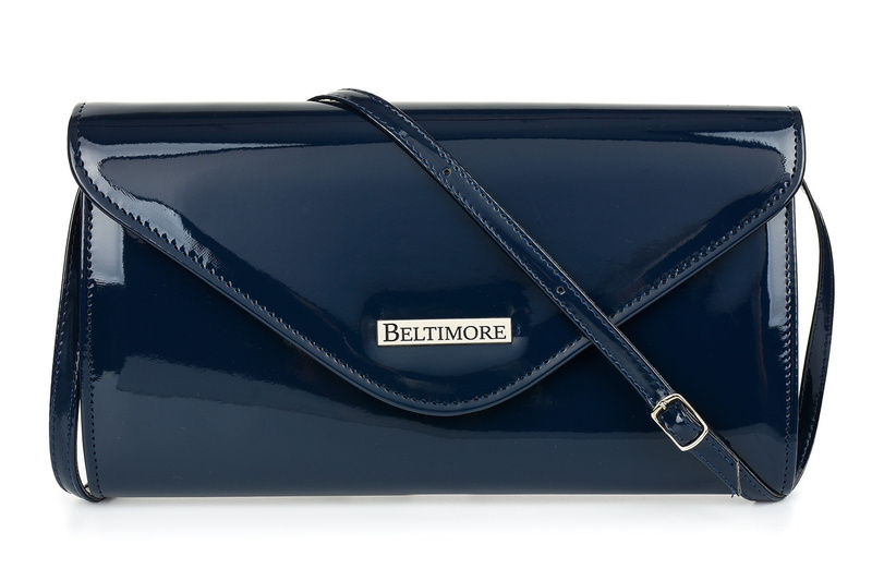 Navy blue lacquered women's evening clutch bag BELTIMORE M78