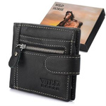 Men's leather wallet small thin slim Baltimore black RFiD P88