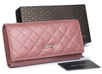 Leather large oblong women's compact wallet