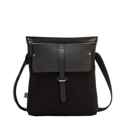 DUDU Shoulder Bag for Mens in Canvas Leather Zipped Messenger Crossbody Bag Tablet and iPad Holder