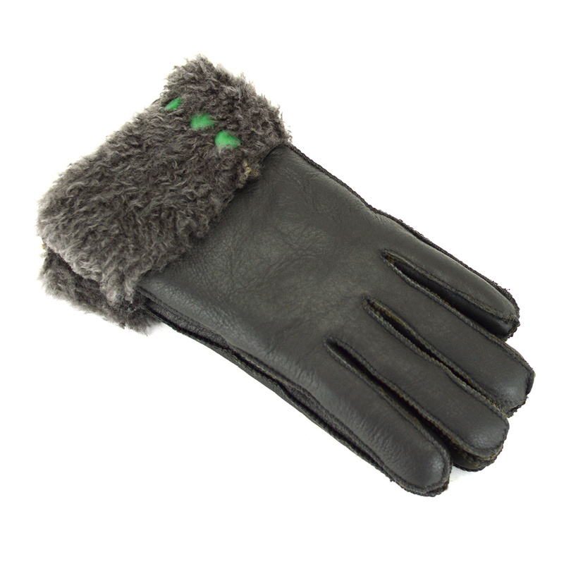 Five-finger leather insulated gloves