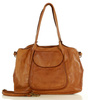 Leather women's shopper with shoulder organizer