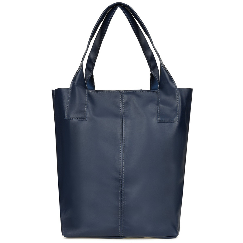 Marineblaue Damen-Shopper-Tasche aus Naturleder Beltimore F18