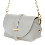 Light grey small Italian leather women's chain evening handbag P45