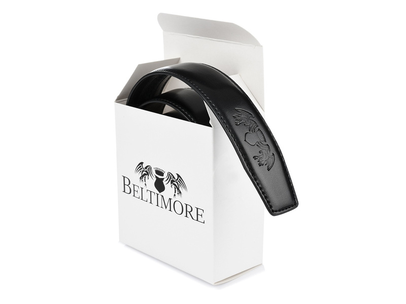 BELTIMORE men's navy blue leather belt A25 : Colors - navy blue, Strap size - r.95-110 cm