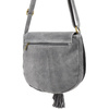 Grey Women's Horseshoe Handbag Letterman Soft Italian Leather B66