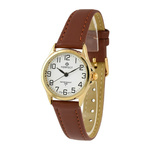 Women's wristwatch leather strap brown and gold Perfect 273