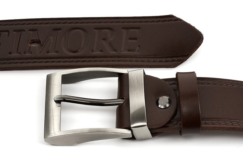 Beltimore men's leather wide belt denim brown 517 : Colors - brown, beige, Strap size - r.120-135 cm