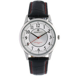 Men's watch quartz classic leather strap with red stitching C402