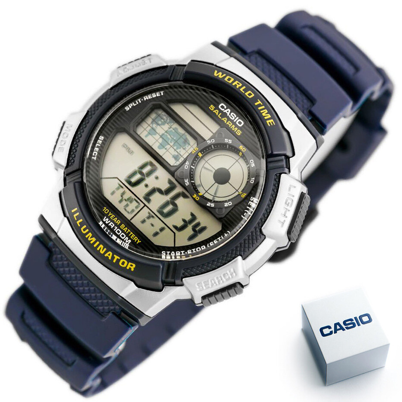 CASIO MEN'S WATCH AE-1000W 2AV (zd073e) - WORLD TIME + BOX